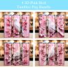 3d Pink Flowers Bird Tumbler Png