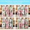3d Pink White Green Daisies Tumbler Png