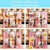 3d Pink White Yellow Bee Honeycomb Tumbler Png