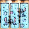 3d Puffy Inflated Stitch And Flowers Tumbler Png