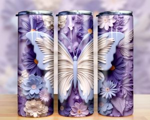 3d Purple Butterfly Tumbler Png