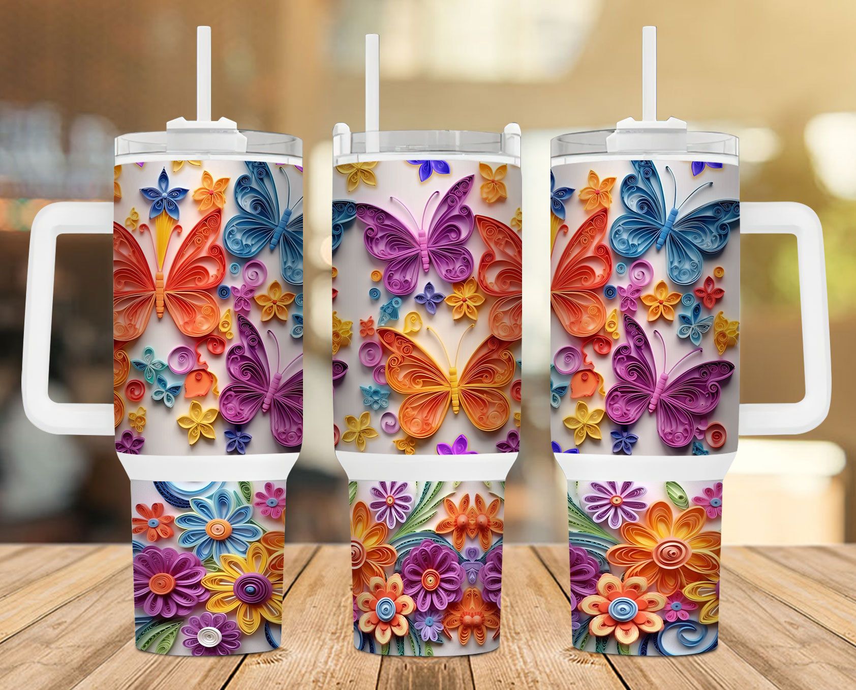 3d Quilling Butterfly 40 Oz 2 Piece Tumbler Wrap 3d Quilling Butterfly 40 Oz 2 Piece Tumbler Wrap