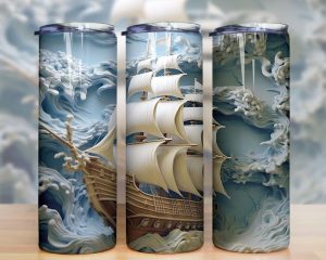 3d Realistic Pirate Ship Tumbler Png