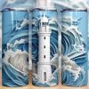 3d Realistic Waves And Lighthouse Tumbler Png