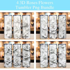 3d Roses Floral Tumbler Png