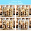 3d Royal Gold Roses Flowers Tumbler Png