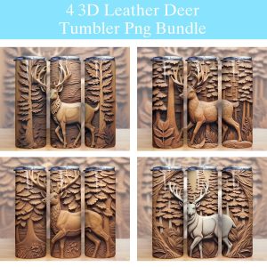 3d Rustic Leather Deer Tumbler Png