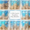3d Sandcastle Beach Ocean Tumbler Png