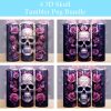 3d Skull And Flowers Tumbler Png