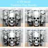 3d Skull Flowers Tumbler Png