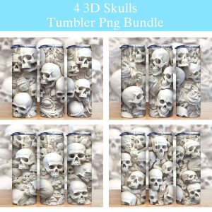 3d Skulls Tumbler Png
