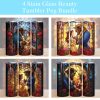 3d Stained Glass Beauty And The Beast Tumbler Png