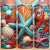 3d Starfish And Seashells Tumbler Png