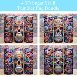 3d Sugar Skull Tumbler Png