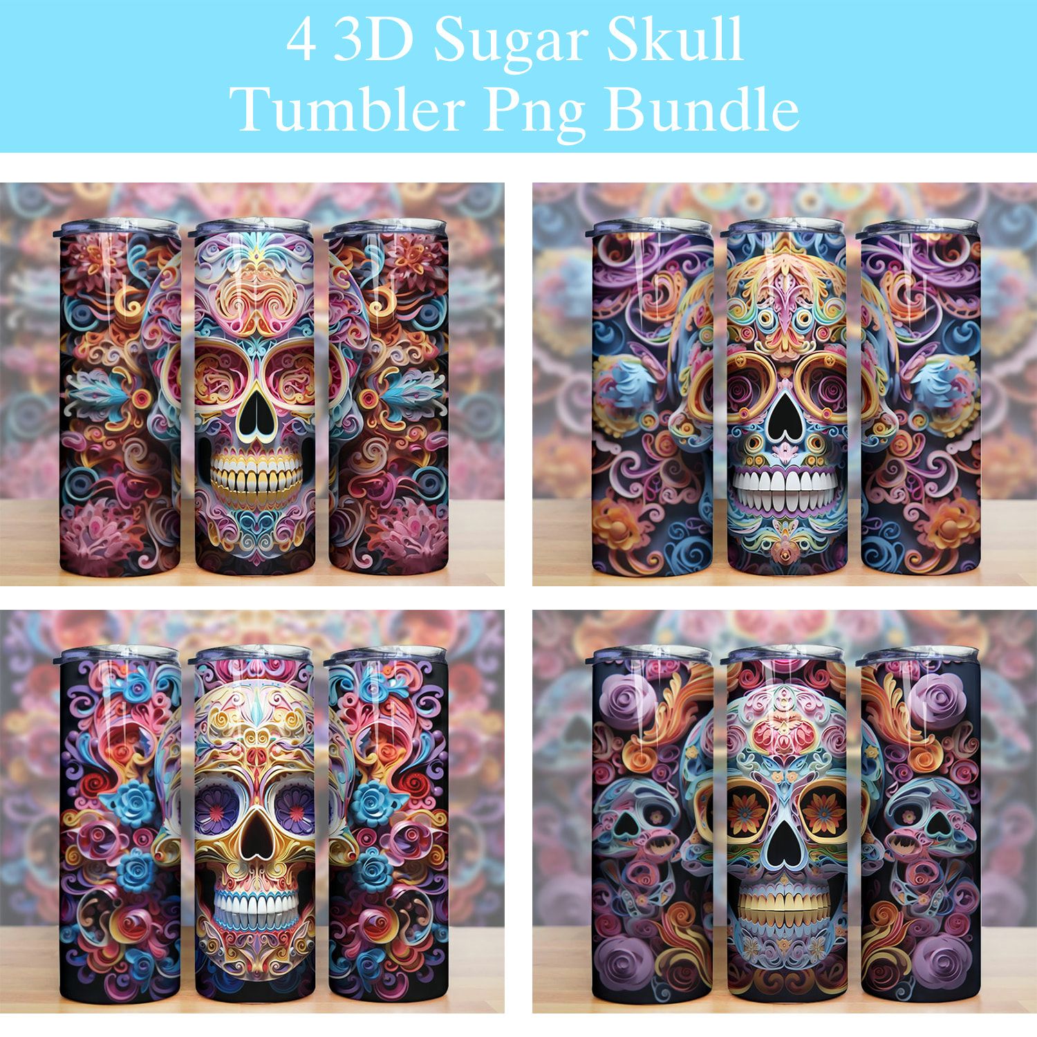 3d Sugar Skull Tumbler Png 3d Sugar Skull Tumbler Png