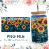 3d Sunflower 16 Oz Glass Can Png File