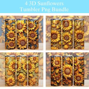 3d Sunflowers Tumbler Png 2