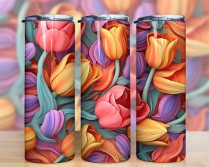 3d Tulips Flowers Tumbler Png