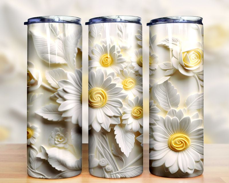 3d White Daisy Tumbler Png 3d White Daisy Tumbler Png