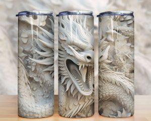 3d White Dragon Tumbler Png