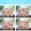 3d White Pink Flowers Tumbler Png