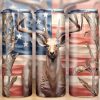 3d Wood Deer American Flag Tumbler Pn
