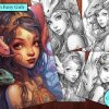 4 Dragon Fairy Girls Fantasy Coloring Page