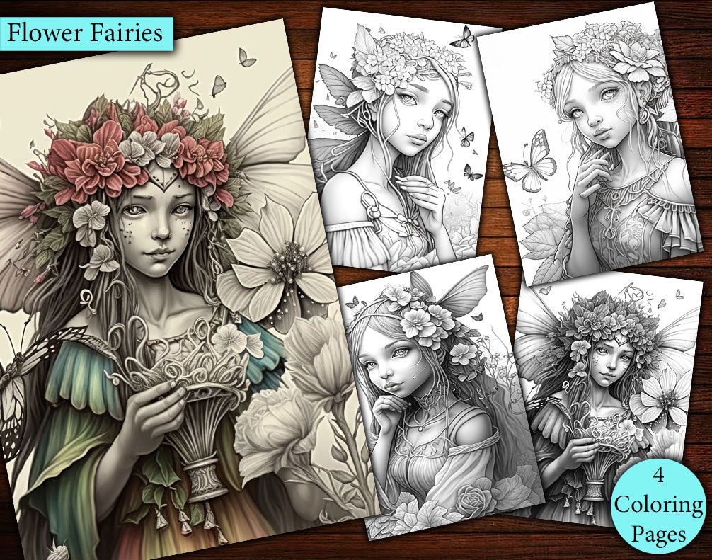 4 Flower Fairies Coloring Page 4 Flower Fairies Coloring Page