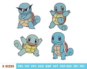 4 Squirtle Embroidery Designs