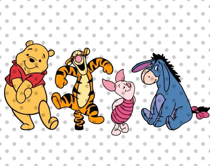4pcs Winnie and Friends svg, Disney The Pooh svg 4pcs Winnie and Friends svg, Disney The Pooh svg
