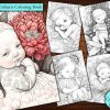 5 Adorable Flower Baby Infant Coloring Page