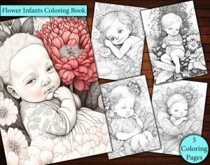 5 Adorable Flower Baby Infant Coloring Page