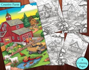 6 Country Farm Coloring Page