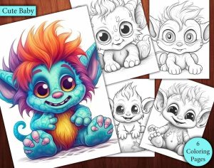 6 Cute Troll Baby Coloring Page