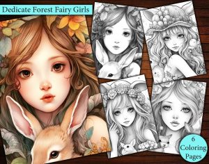 6 Delicate Forest Fairy Girls Coloring Page