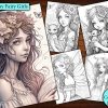 6 Dreamy Fairy Girls Coloring Page