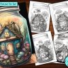 6 Fairy House In Jar Coloring Page