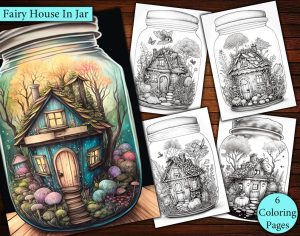 6 Fairy House In Jar Coloring Page