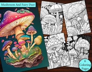 6 Mushroom And Fairy Dust Coloring Page