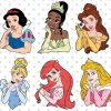 6pcs Princess SVG Bundle, Princess party svg, belle svg, aurora svg, ariel svg, snow white svg