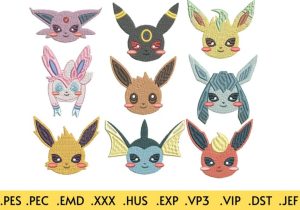 9 Eevee Embroidery Designs