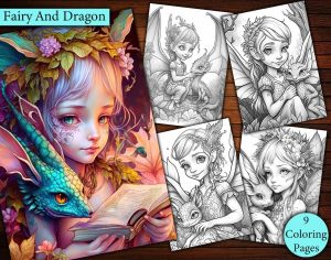 9 Fairy And Gragon Coloring Page