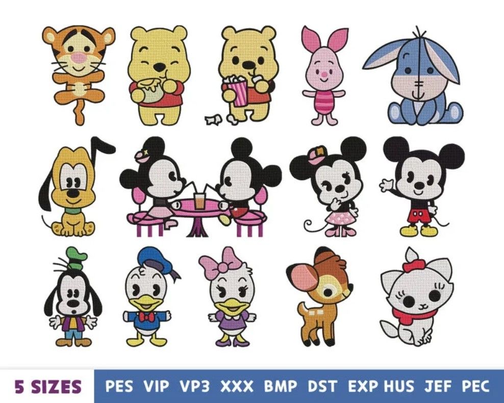 Adorable Kawaii Cartoon Embroidery Designs Adorable Kawaii Cartoon Embroidery Designs