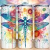 Alcohol Ink Dragonfly Tumbler Png