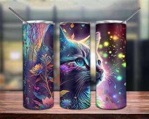 Alcohol Ink Kitten Tumbler Png