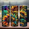 Alcohol Ink Sunflowers 20oz Skinny Tumbler Png