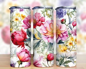 Alcohol Ink Wildflower Tumbler Png