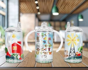 Alphabet Farm Animals Sippy Cup Sublimation Design