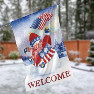 American Welcome Snowman Garden Flag – 12×18 Garden Flag