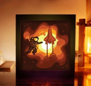 Astronaut On Space 3D Paper Cut Light Box Template